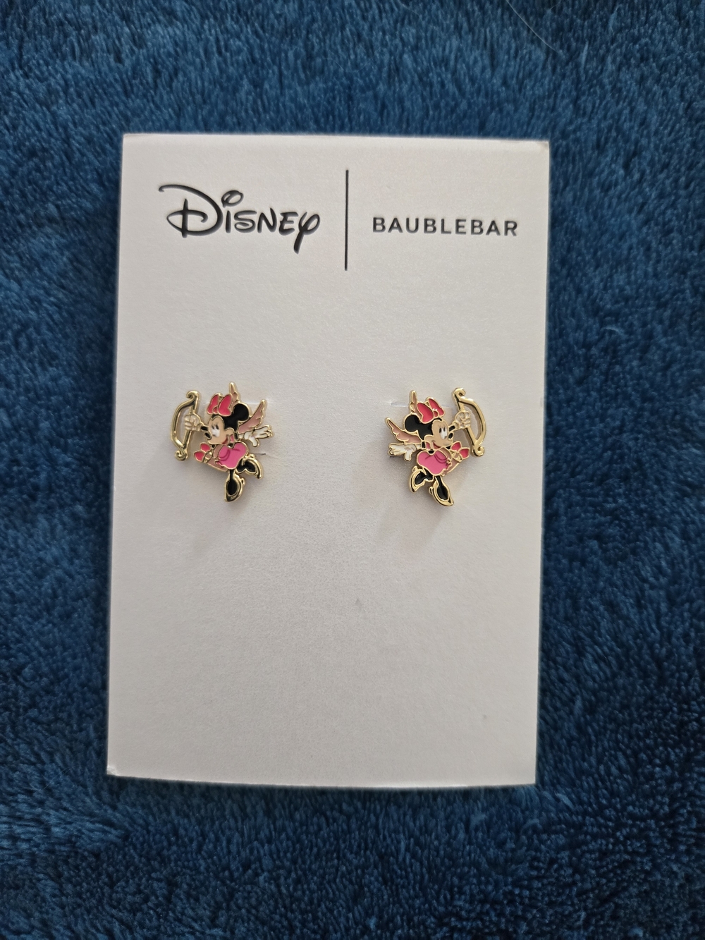 BaubleBar X DISNEY Minnie Mouse Pink Gold Tone Enamel Stud Earrings